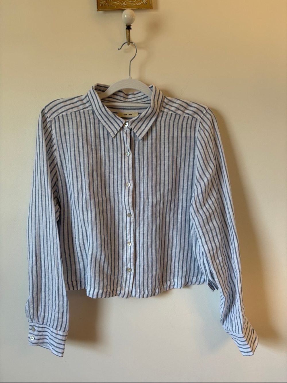 Christian Siriano Blue & White Striped Linen Shirt